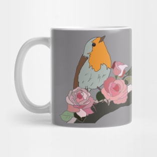 Robin with roses Mug